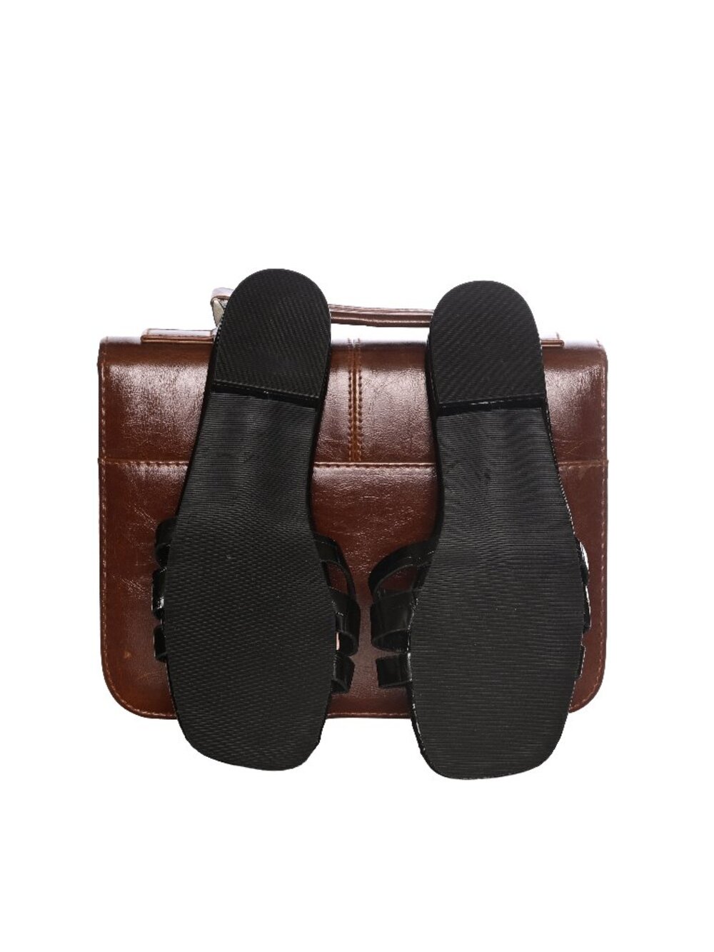 ANN TAYLOR Black Patent Crocodile-embossed Slip on Flat - Mule- Sandal Size 8 - Picture 6 of 8
